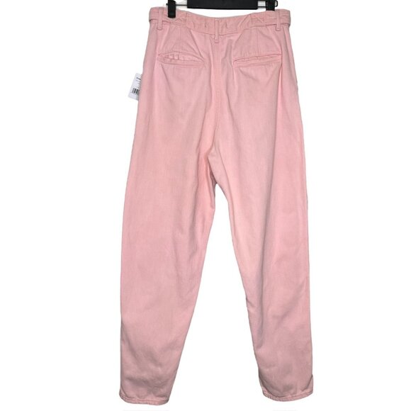 Free People City of Lights Soft Pink High Waist Tapered Cotton Pants Size 31 NWT - Picture 4 of 13